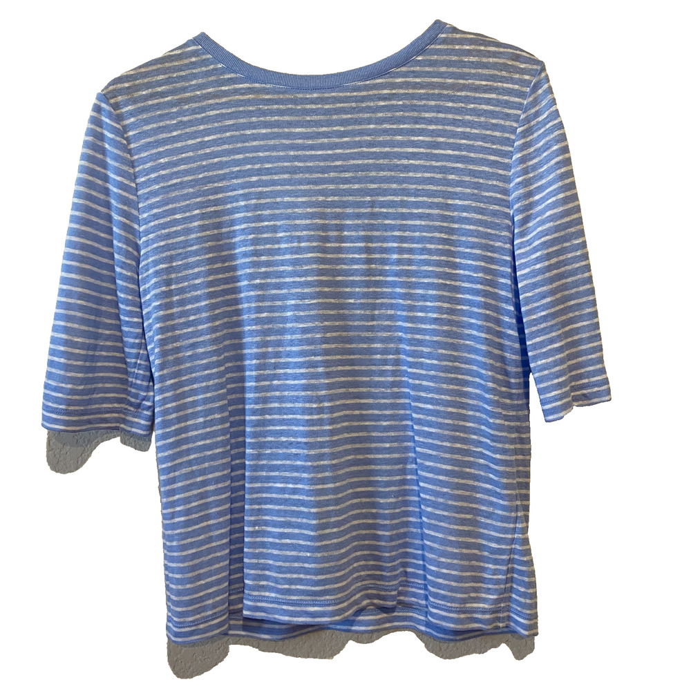 Vince Linen Shirt Blue & White Striped Size S Beach Nautical Coastal Preppy
